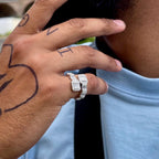 Baguette Bangle Ring 925 Sterling Silver