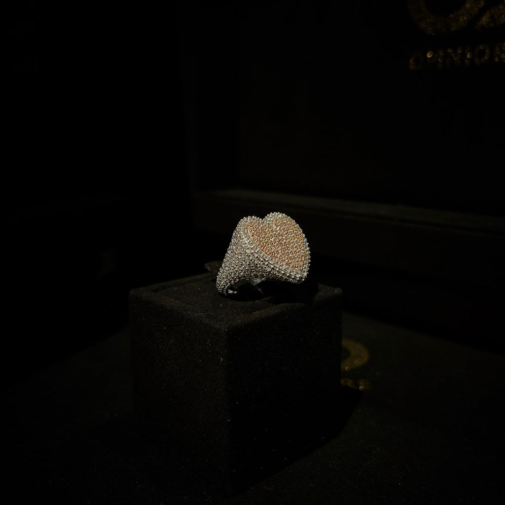 2 Tone Heart Ring 925 Sterling Silver