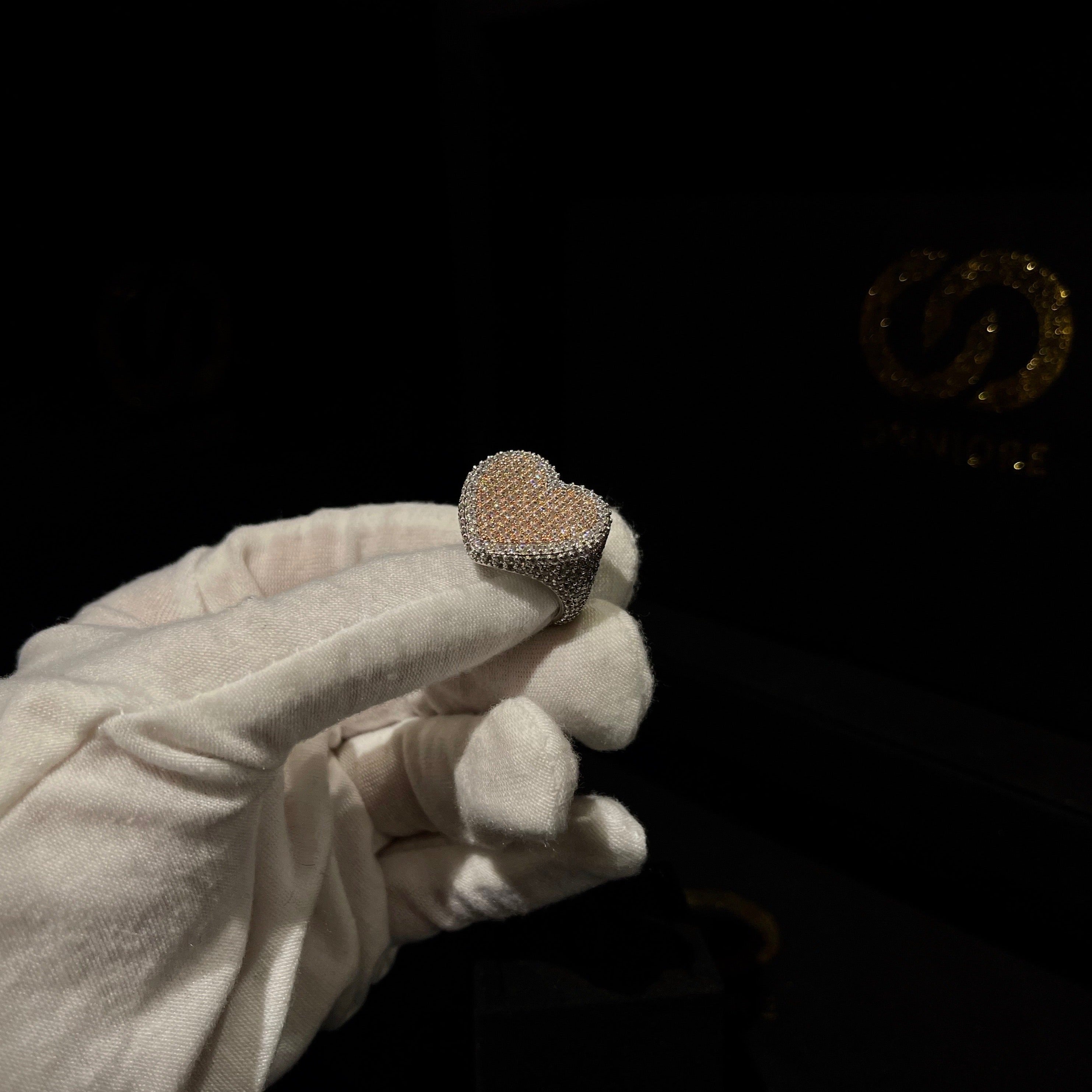 2 Tone Heart Ring 925 Sterling Silver