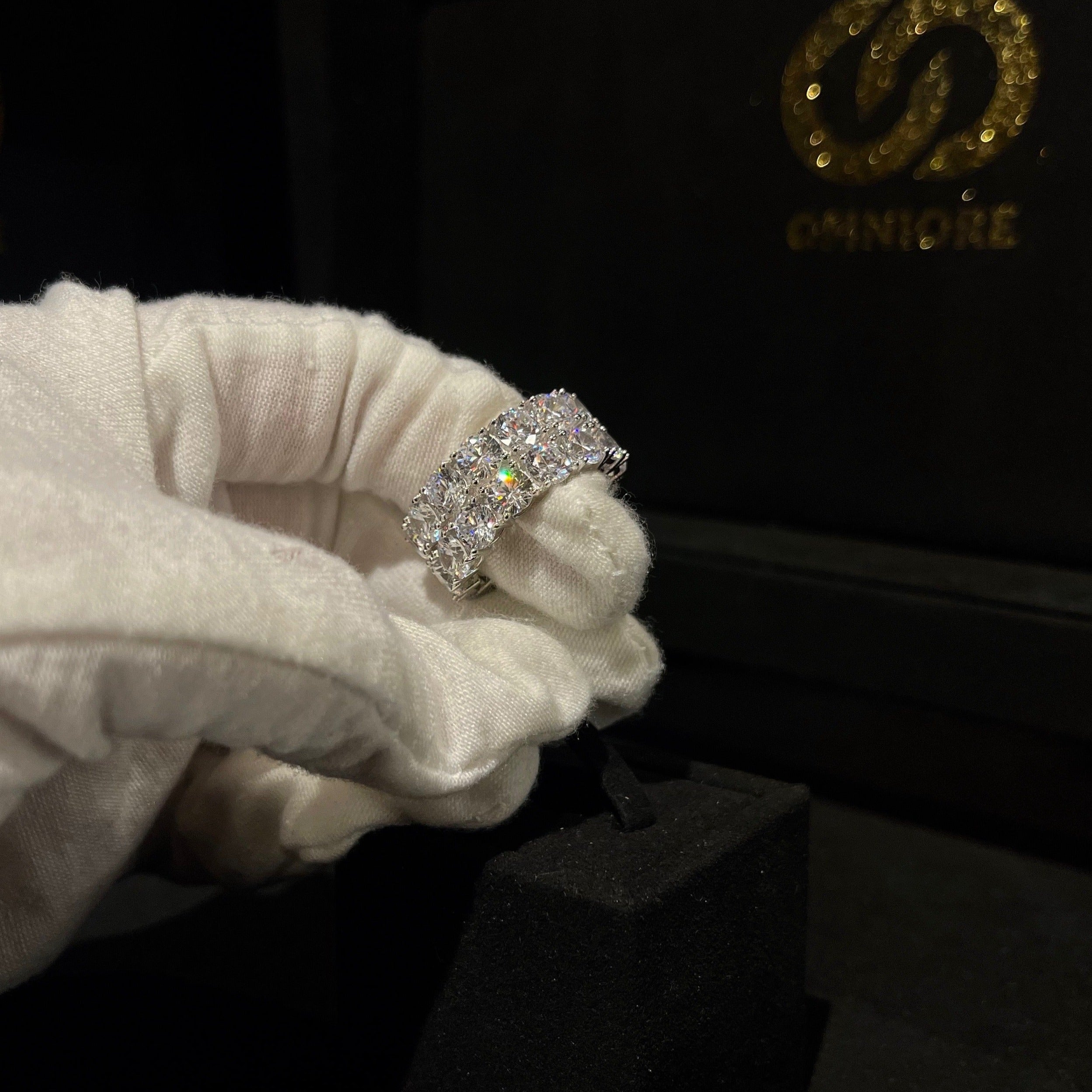 2 Row Tennis Ring 925 Sterling Silver