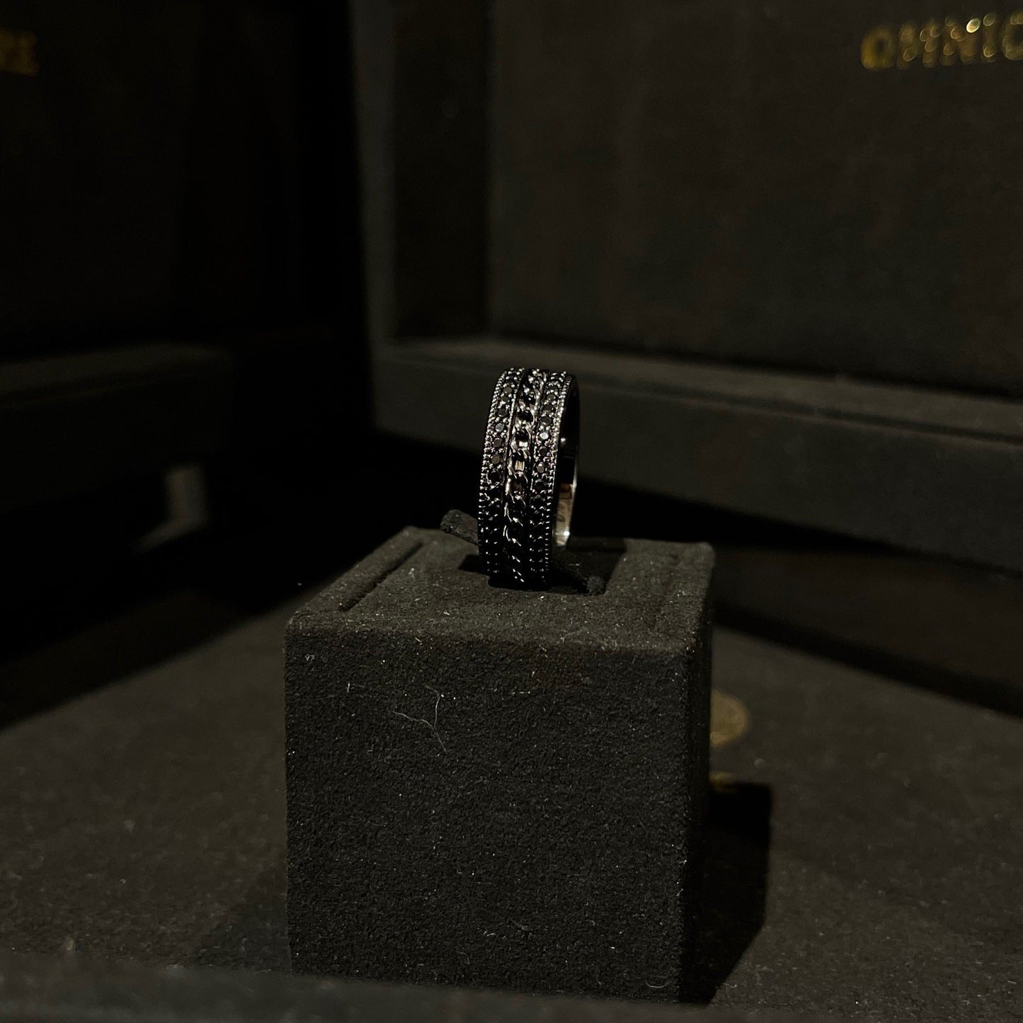 Black Stone Cuban Band Ring