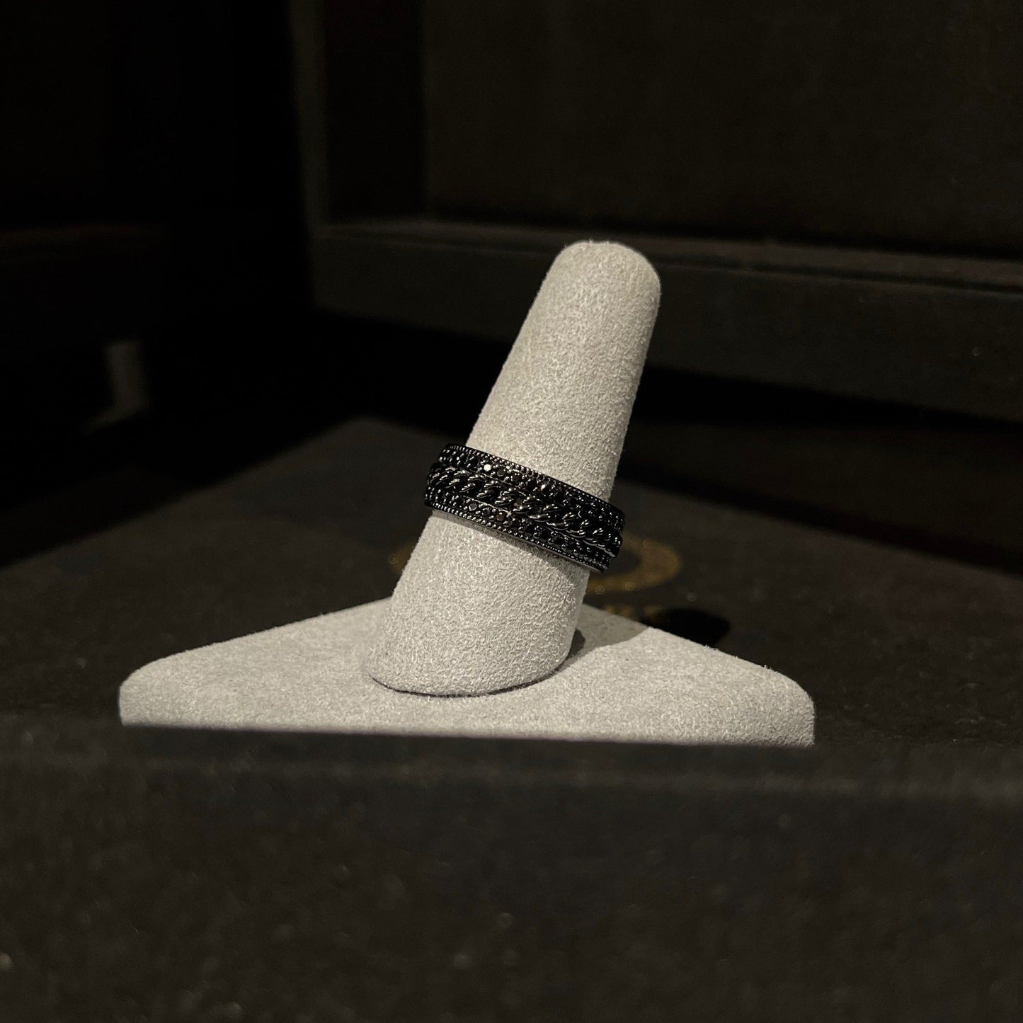 Black Stone Cuban Band Ring