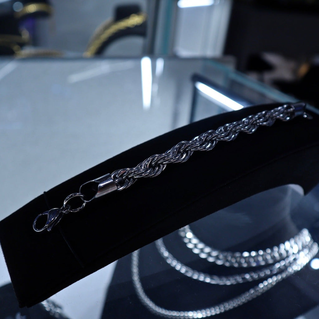 10mm Silver Rope Bracelet