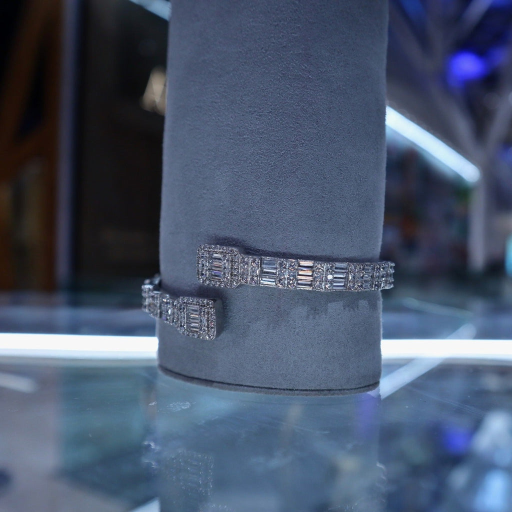 925 Solid Silver Iced Baguette Bangle