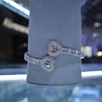 Solid Silver Iced Heart Bangle