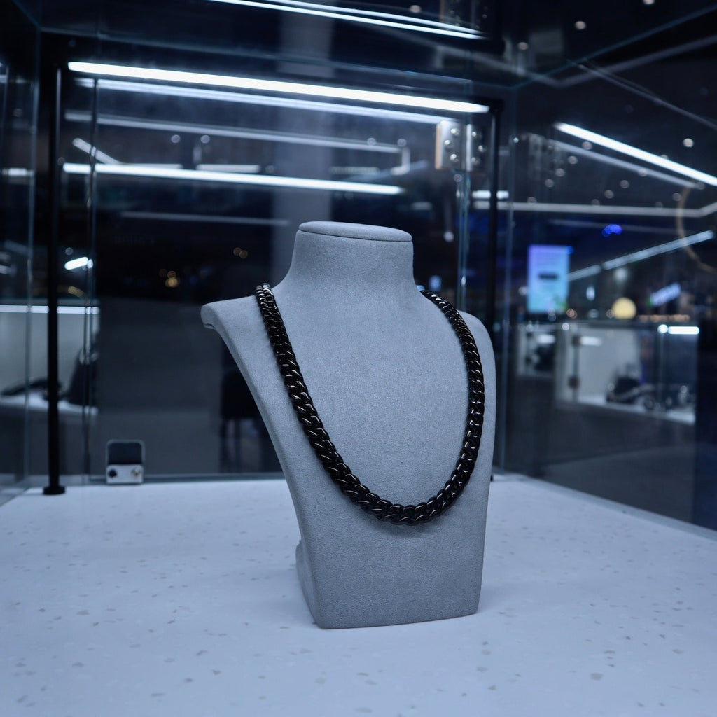 12mm Black Plain Cuban Curb Chain