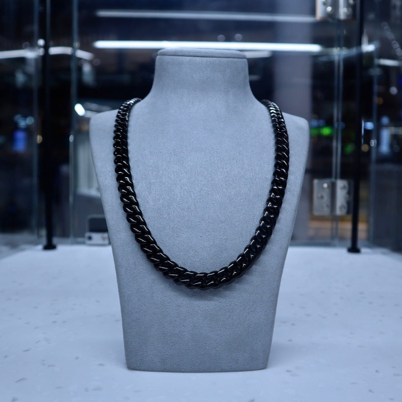 12mm Black Plain Cuban Curb Chain