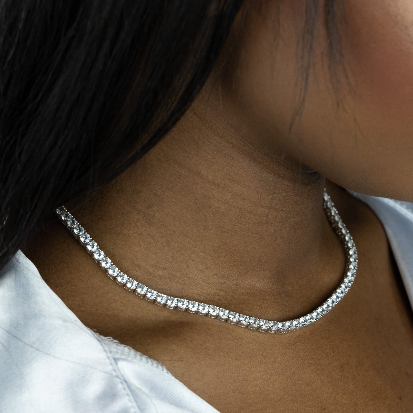 4mm Round Silver Tennis Choker