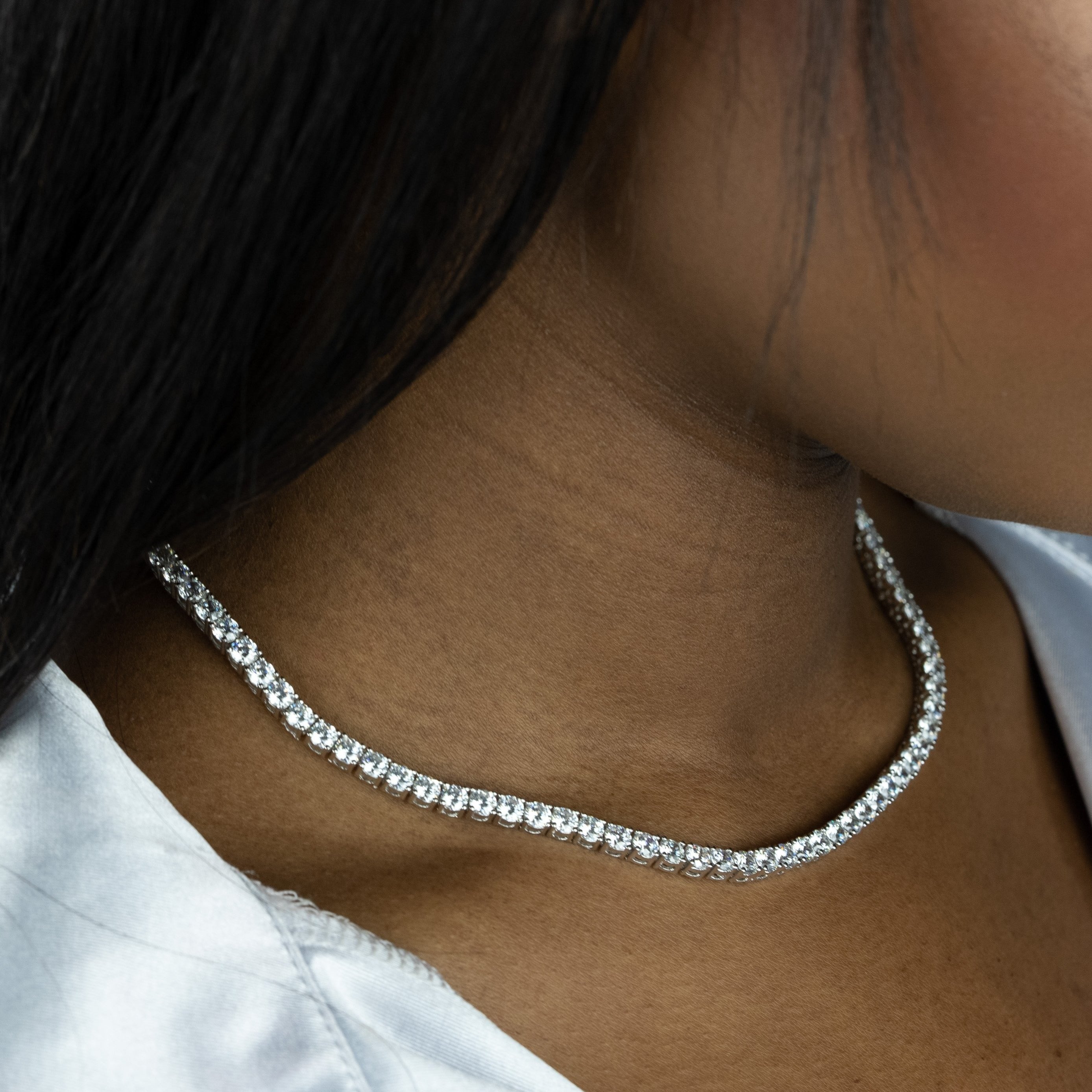4mm Round Silver Tennis Choker