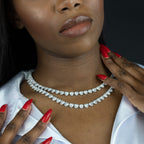 Silver Heart Shaped Diamond Tennis Chain