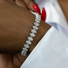 Load image into Gallery viewer, Silver Shape Leaf Diamond Tennis Bracelet
