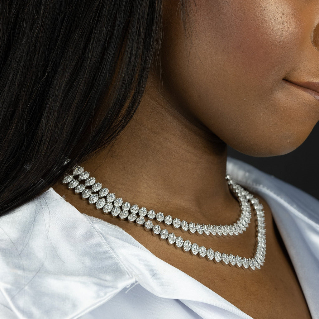 Silver Leaf Shape Diamond Chain