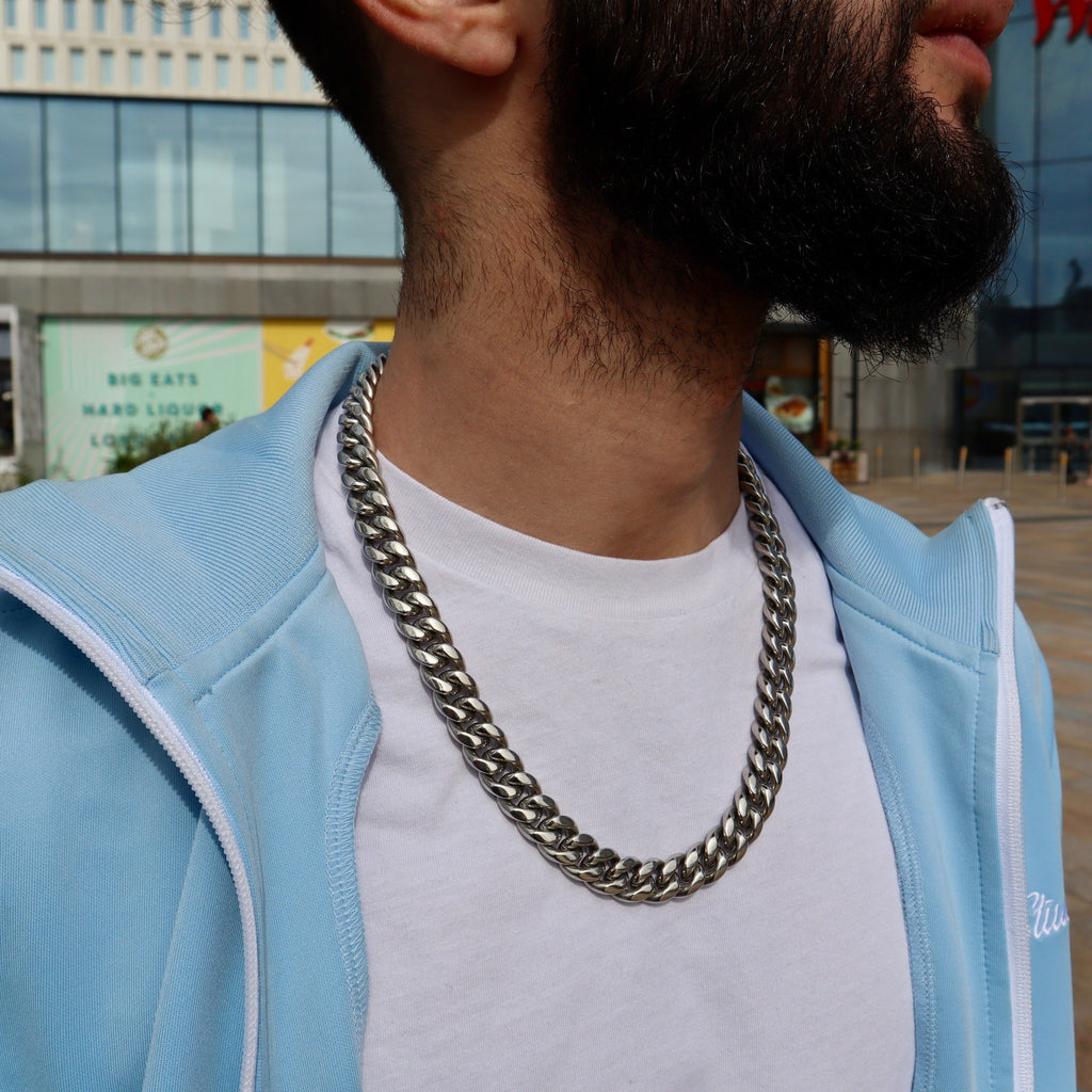 12mm Silver Cuban Stainless Steel
